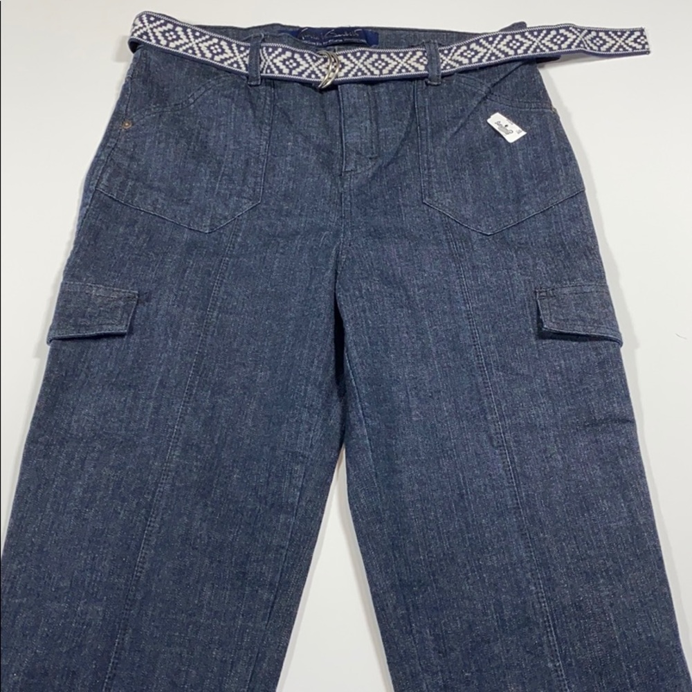 Gloria Vanderbilt SZ 8 Belted Blue Denim Jeans Capri New. D22 - Picture 3 of 12